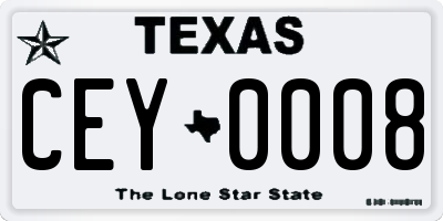 TX license plate CEY0008