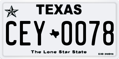 TX license plate CEY0078