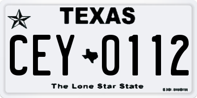 TX license plate CEY0112