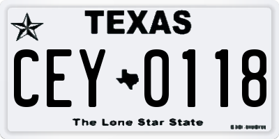 TX license plate CEY0118