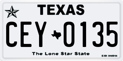 TX license plate CEY0135
