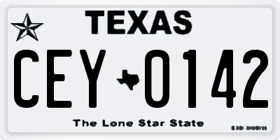TX license plate CEY0142