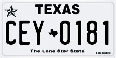 TX license plate CEY0181