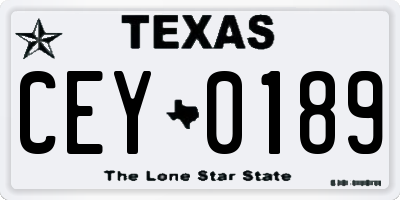 TX license plate CEY0189