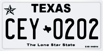 TX license plate CEY0202
