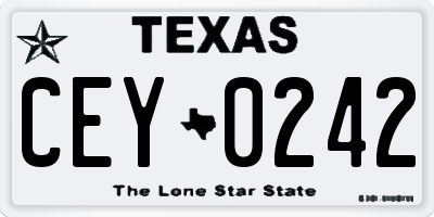 TX license plate CEY0242