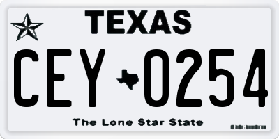 TX license plate CEY0254
