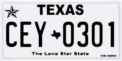 TX license plate CEY0301