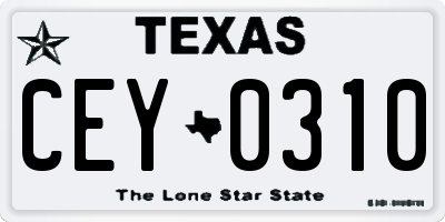 TX license plate CEY0310