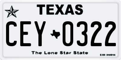 TX license plate CEY0322