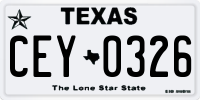 TX license plate CEY0326