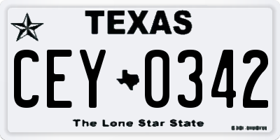 TX license plate CEY0342