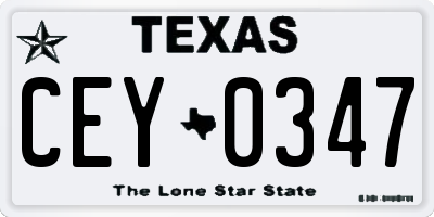 TX license plate CEY0347