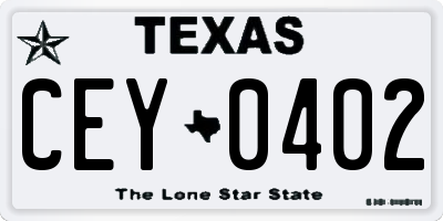 TX license plate CEY0402