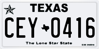 TX license plate CEY0416