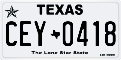 TX license plate CEY0418