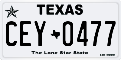 TX license plate CEY0477