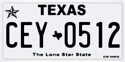 TX license plate CEY0512