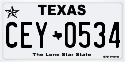 TX license plate CEY0534