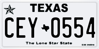 TX license plate CEY0554