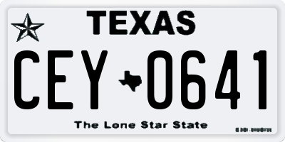 TX license plate CEY0641