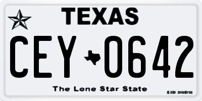 TX license plate CEY0642