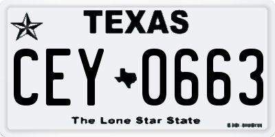 TX license plate CEY0663