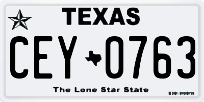 TX license plate CEY0763