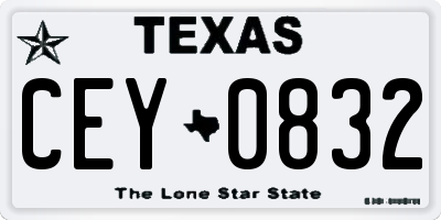 TX license plate CEY0832