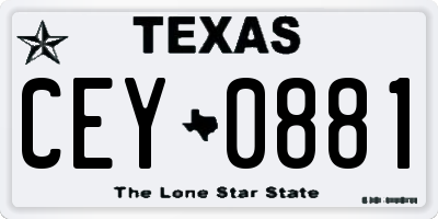 TX license plate CEY0881