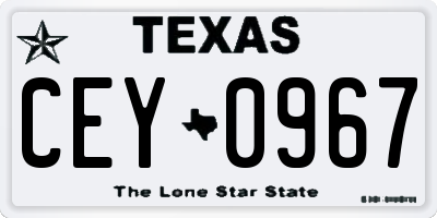 TX license plate CEY0967