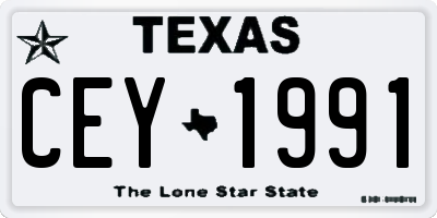 TX license plate CEY1991