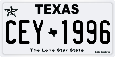 TX license plate CEY1996