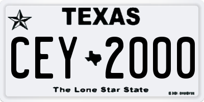 TX license plate CEY2000
