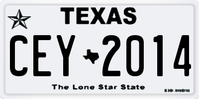 TX license plate CEY2014