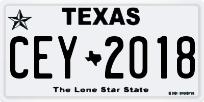 TX license plate CEY2018