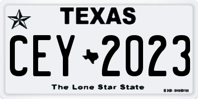 TX license plate CEY2023