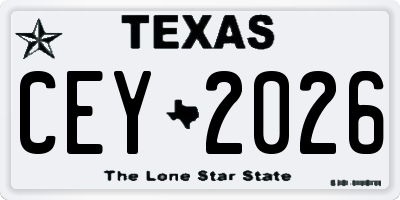 TX license plate CEY2026