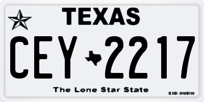 TX license plate CEY2217