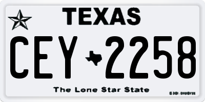 TX license plate CEY2258