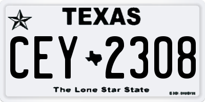 TX license plate CEY2308