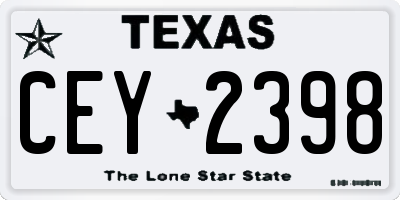 TX license plate CEY2398