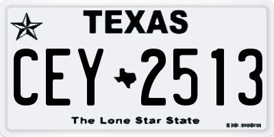 TX license plate CEY2513