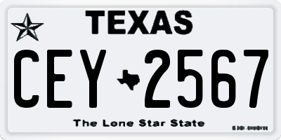 TX license plate CEY2567