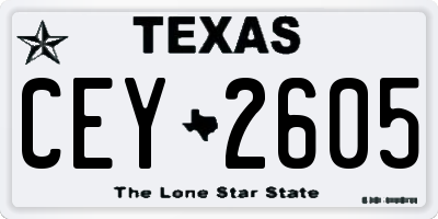 TX license plate CEY2605