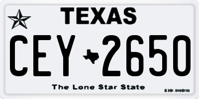 TX license plate CEY2650