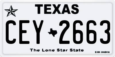 TX license plate CEY2663