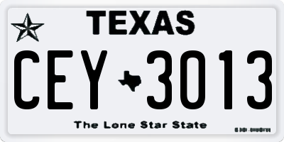 TX license plate CEY3013