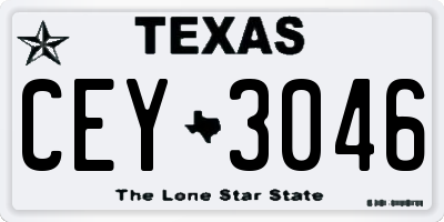 TX license plate CEY3046