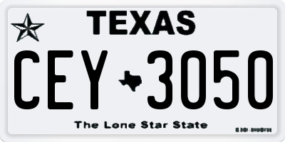 TX license plate CEY3050